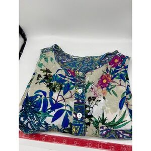 Fig and Flower Floral Paisley Tunic Top XL Womens 3/4 Sleeve Boho Henley Blouse